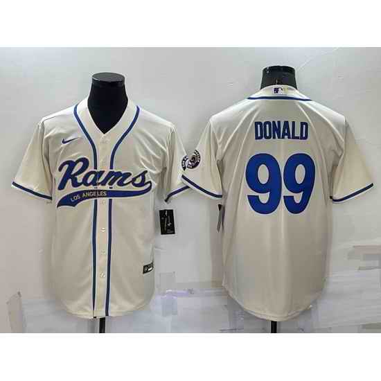 Men Los Angeles Rams #99 Aaron Donald Bone Cool Base Stitched Baseball Jersey