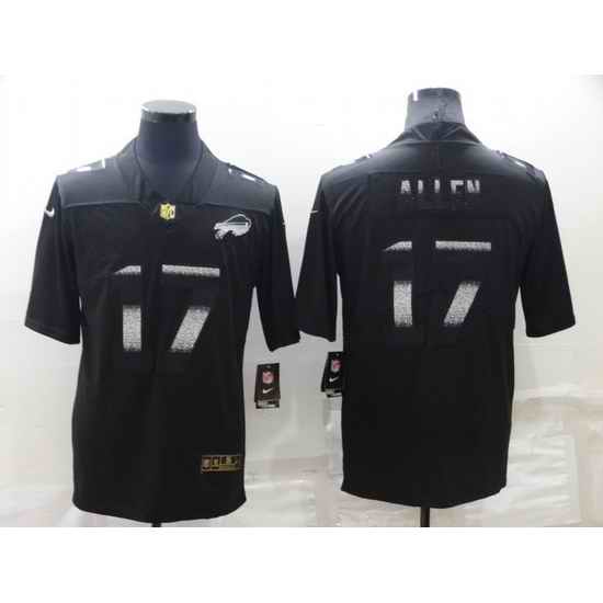 Men Buffalo Bills #17 Josh Allen Black Shadow Stitched Jersey