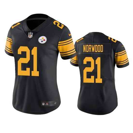 Women Pittsburgh Steelers #21 Tre Norwood Black Color Rush Limited Stitched Jersey 28Run Small 2