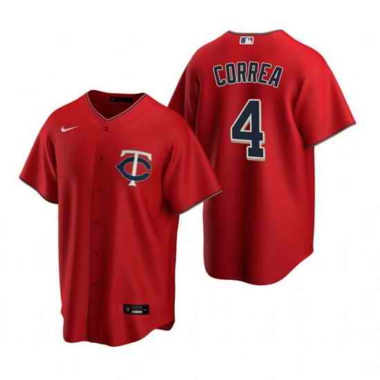 Men Minnesota Twins #4 Carlos Correa Red Cool Base Stitched Jerse