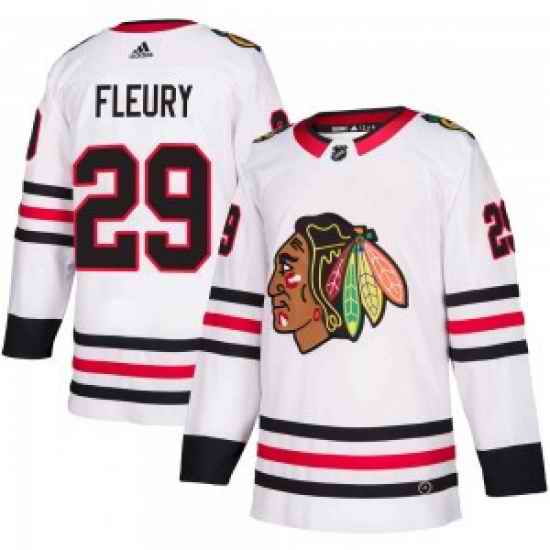 Men Chicago Blackhawks #29 Marc Andre Fleury White Hockey Jersey