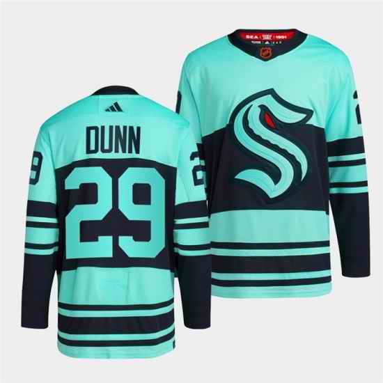 Men Seattle Kraken 29 Vince Dunn Ice Blue 2022 #23 Reverse Retro Stitched Jersey