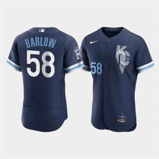 Men Kansas City Royals #58 Scott Barlow 2022 Navy City Connect Flex Base Stitched MLB jersey