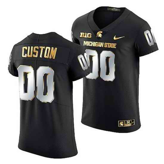 Michigan State Spartans Custom 2021 #22 Golden Edition Limited Football Black Jersey