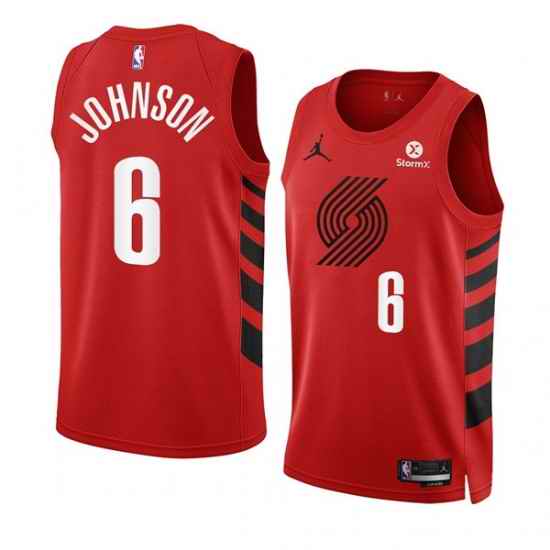 Men Portland Trail Blazers #6 Keon Johnson 2022 23 Red Statement Edition Swingman Stitched Basketball Jersey