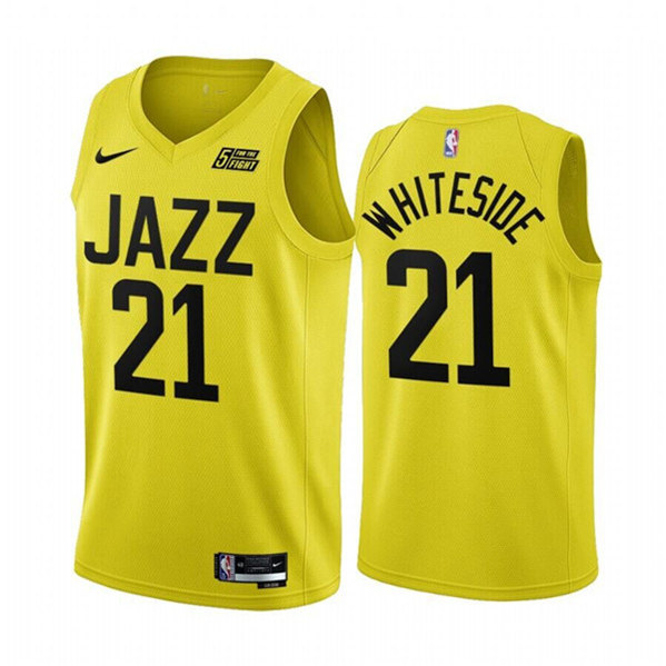 Men's Utah Jazz #21 Hassan Whiteside Yellow 2022/23 Association Edition Stitched Basketball Jersey->utah jazz jerseys->NBA Jersey