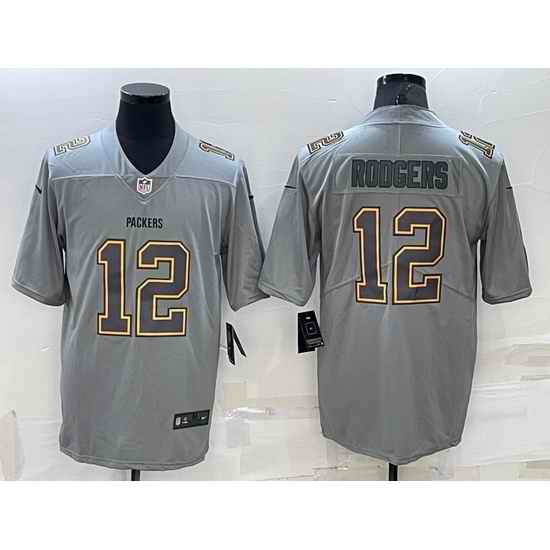 Men Green Bay Packers #12 Aaron Rodgers Gray Atmosphere Fashion Stitched Jersey