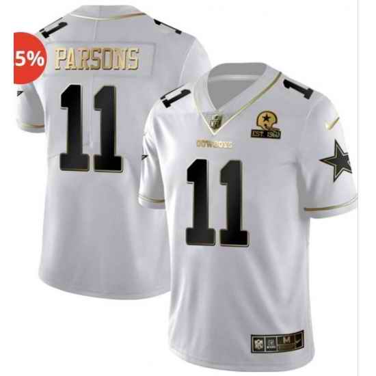 Men Cowboys #11 Micah Parsons White Gold 100th Season Vapor Untouchable Limited Jersey