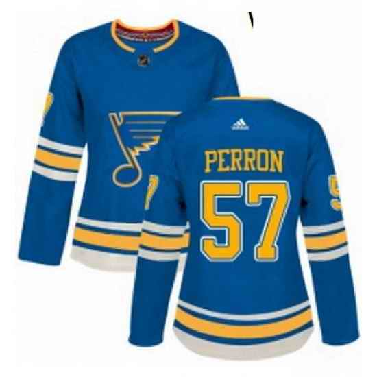 Womens Adidas St Louis Blues #57 David Perron Authentic Navy Blue Alternate NHL Jersey