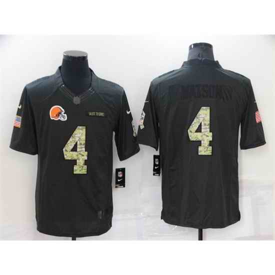 Men Cleveland Browns #4 Deshaun Watson Black Salute To Service Limited Stitched Jersey