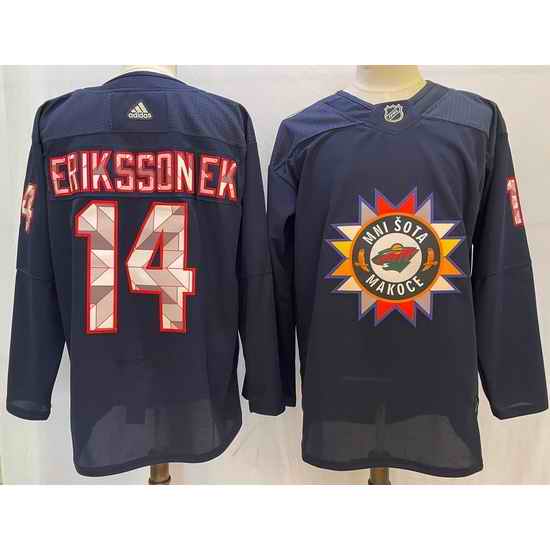 Men Minnesota Wild #14 Joel Eriksson Ek Navy 2022 Adidas jersey