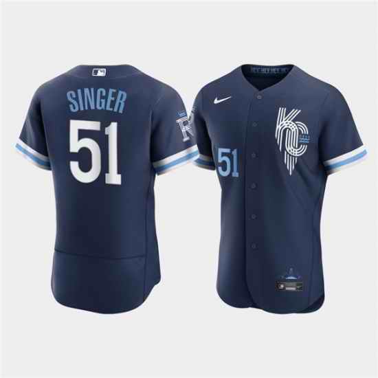 Men Kansas City Royals #51 Brady Singer 2022 Navy City Connect Flex Base Stitched MLB jersey