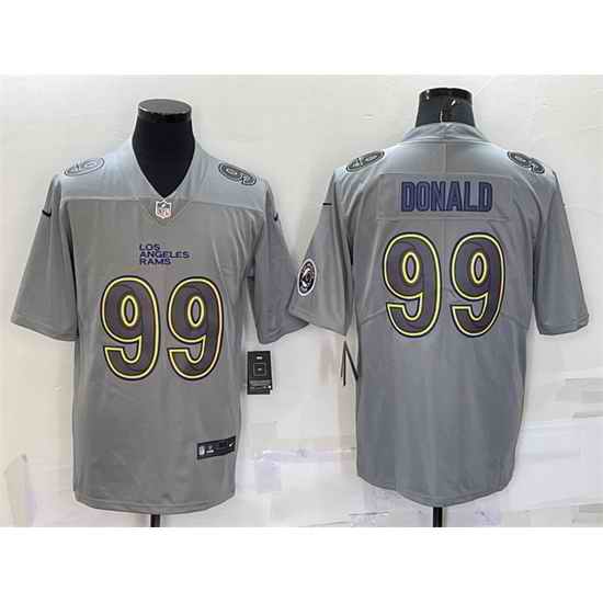 Men Los Angeles Rams #99 Aaron Donald Grey With Patch Atmosphere Fashion Stitched Jersey