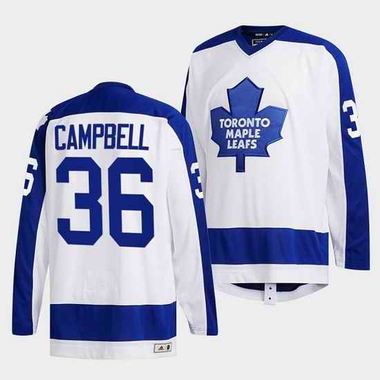 Men Toronto Maple Leafs #36 Jack Campbell White Classics Primary Logo Stitched jersey