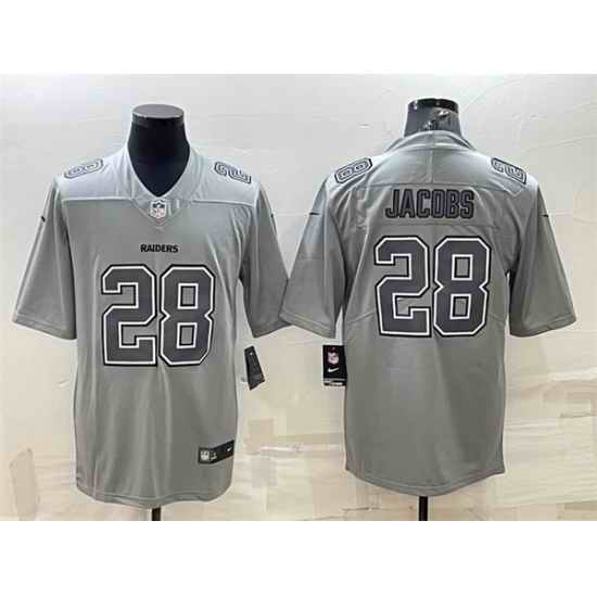 Men Las Vegas Raiders #28 Josh Jacobs Grey Atmosphere Fashion Stitched Jersey