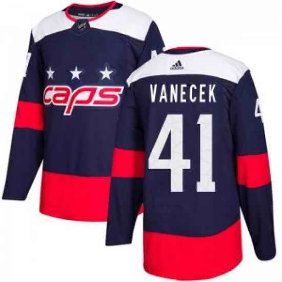 Men Washington Capitals #41 Vitek Vanecek Adidas Authentic 2018 Stadium Series Jersey   Navy Blue