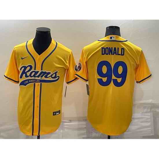 Men Los Angeles Rams #99 Aaron Donald Yellow Cool Base Stitched Baseball Jersey