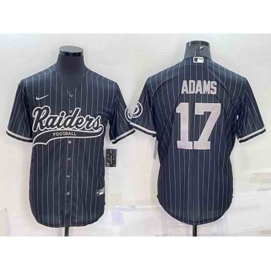 Men Las Vegas Raiders #17 Davante Adams Black With Patch Cool Base Stitched Baseball Jersey