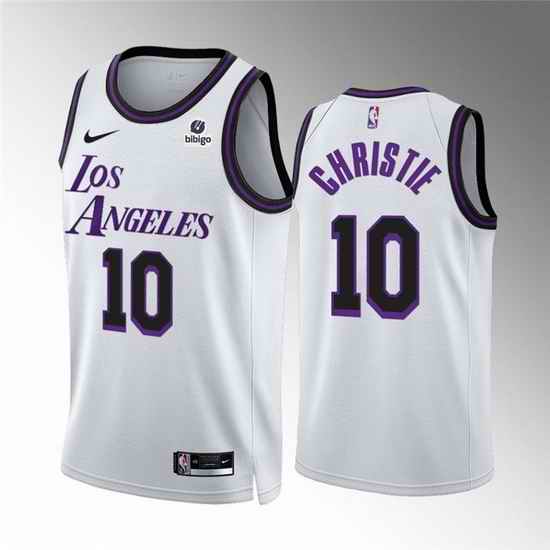 Men Los Angeles Lakers #10 Max Christie White City Edition Stitched Basketball Jersey
