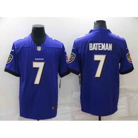 Men Baltimore Ravens #7 Rashod Bateman Purple Vapor Untouchable Limited Stitched jersey