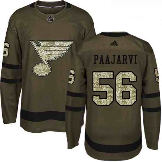 Youth Adidas St Louis Blues #56 Magnus Paajarvi Authentic Green Salute to Service NHL Jersey