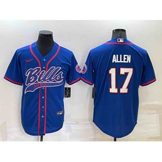 Men Buffalo Bills #17 Josh Allen Royal Cool Base Stitched Baseball Jersey 884