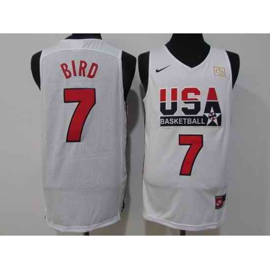 Youth  USA Basketball #7 Larry Bird White Stitched Jersey->1992 dream team olympic->NBA Jersey