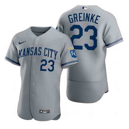 Men Kansas City Royals #23 Zack Greinke Grey Flex Base Stitched jersey