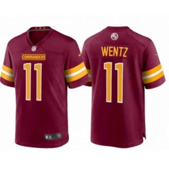 Men's Washington Commanders #11 Carson Wentz Red Burgundy Stitched Jersey Trade