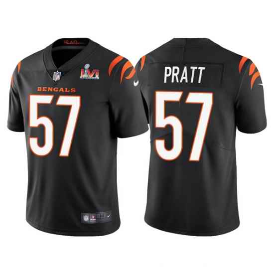 Men Cincinnati Bengals #57 Germaine Pratt 2022 Black Super Bowl LVI Vapor Limited Stitched Jersey