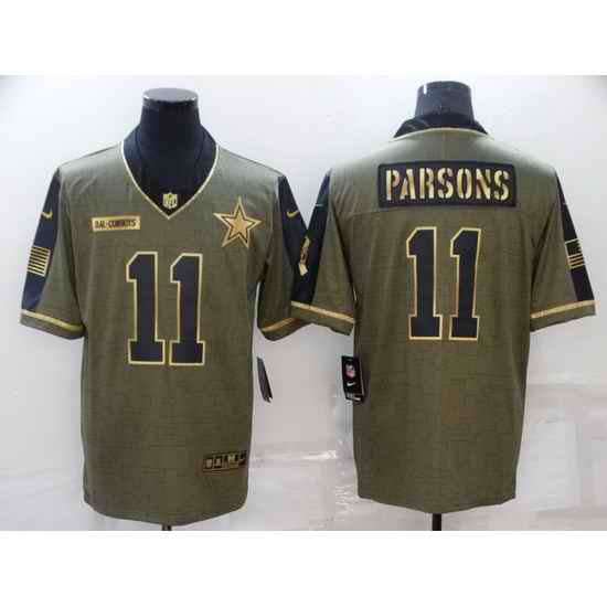Men Dallas Cowboys #11 Micah Parsons Gold 2021 Salute To Service Limited Stitched Jersey