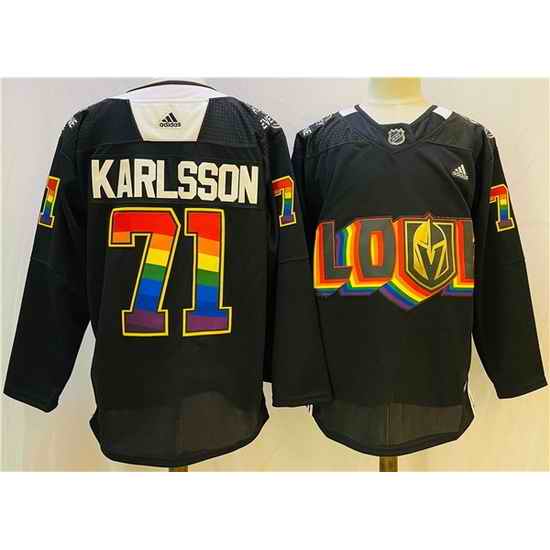 Men Vegas Golden Knights #71 William Karlsson 2022 Black Pride Night Stitched Jersey