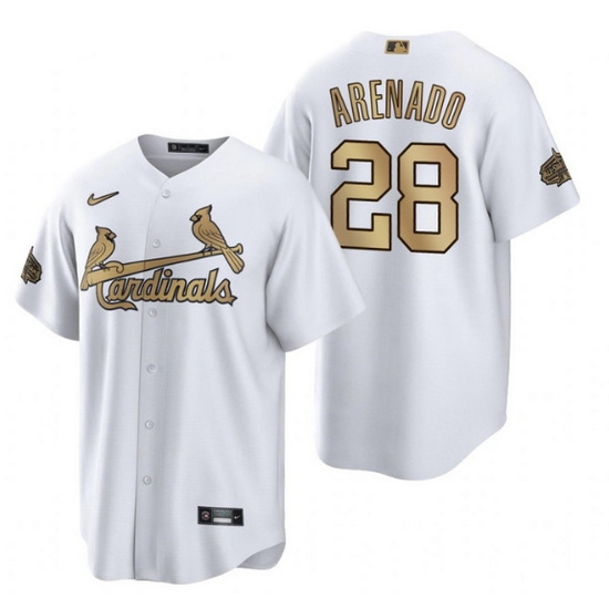 Men St  Louis St.Louis Cardinals #28 Nolan Arenado 2022 All Star White Cool Base Stitched Baseball Jersey