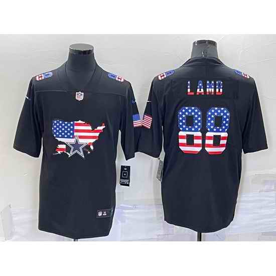 Men Dallas Cowboys #88 CeeDee Lamb Black USA Flag Limited Stitched Jersey