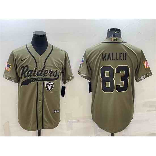 Men Las Vegas Raiders #83 Darren Waller 2022 Olive Salute To Service Cool Base Stitched Baseball Jersey