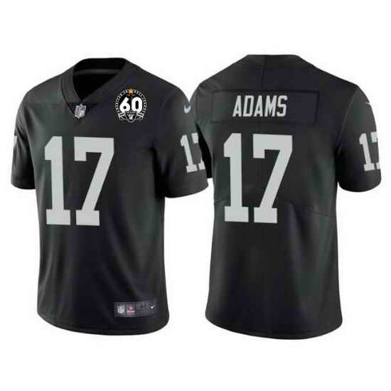 Men Las Vegas Raiders #17 Davante Adams Black With 60th Anniversary Patch Vapor Limited Stitched jersey