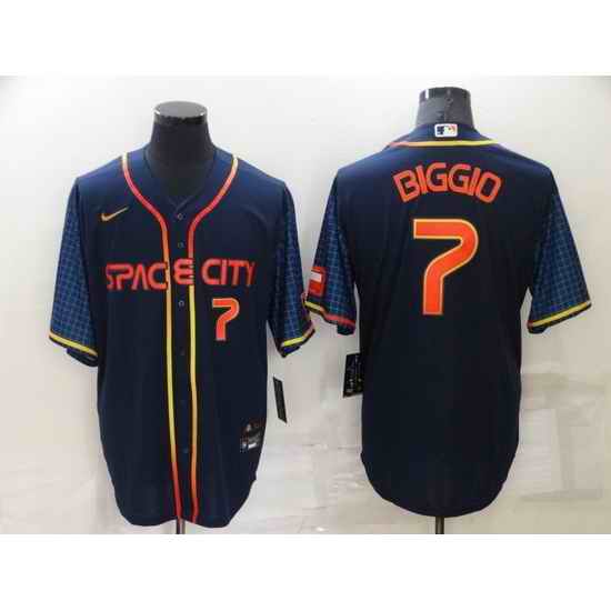 Men Houston Astros #7 Craig Biggio 2022 Navy City Connect Cool Base Stitched Jerse