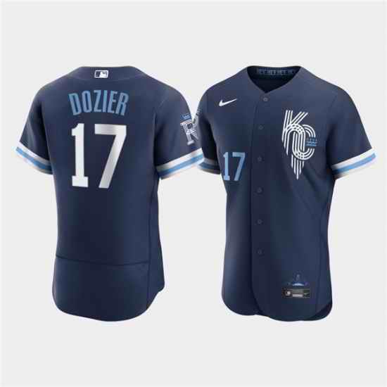 Men Kansas City Royals #17 Hunter Dozier 2022 Navy City Connect Flex Base Stitched MLB jersey