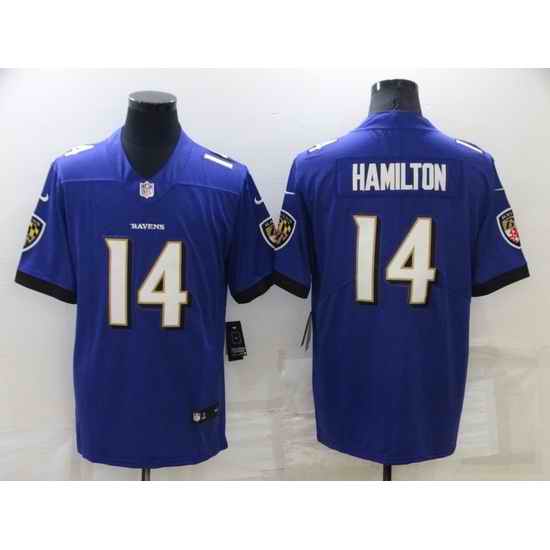 Men Baltimore Ravens #14 Kyle Hamilton Purple Vapor Untouchable Limited Stitched jersey