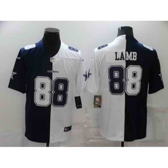 Men Dallas Cowboys #88 CeeDee Lamb Navy White Split Vapor Untouchable Limited Stitched Jersey