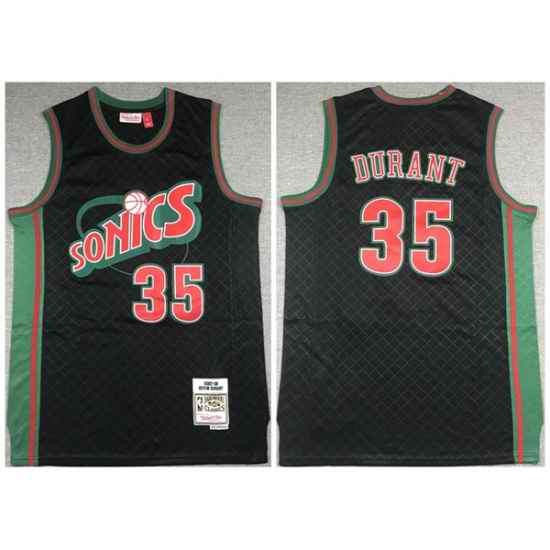 Men Oklahoma City Thunder #35 Kevin Durant Black 2007 08 Black Throwback SuperSonics Stitched Jersey