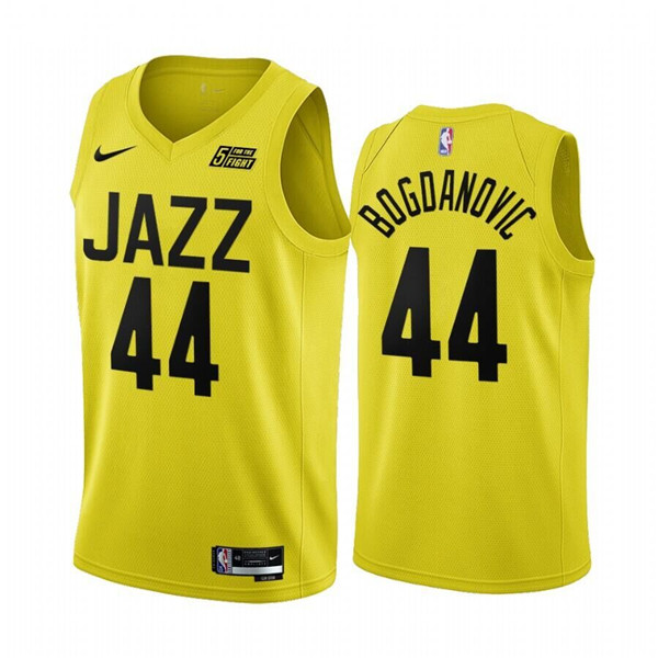 Men's Utah Jazz #44 Bojan Bogdanovic Yellow 2022/23 Association Edition Stitched Basketball Jersey->utah jazz jerseys->NBA Jersey