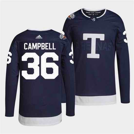 Men Toronto Maple Leafs #36 Jack Campbell 2022 Heritage Classic Navy Stitched jersey