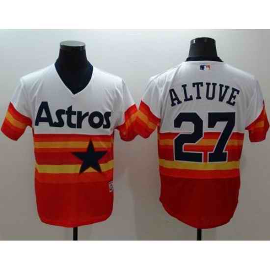 Houston Astros #27 Jose Altuve White Orange Flexbase Authentic Collection Cooperstown Stitched MLB Jersey