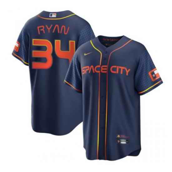 Men Houston Astros #34 Nolan Ryan 2022 Navy City Connect Cool Base Stitched jersey