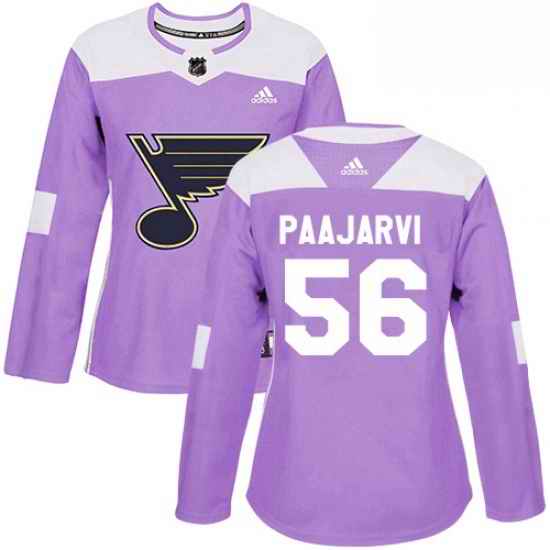 Womens Adidas St Louis Blues #56 Magnus Paajarvi Authentic Purple Fights Cancer Practice NHL Jersey