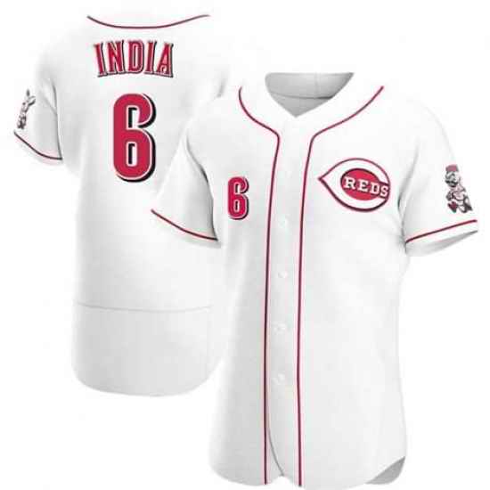 Men Cincinnati Reds #6 Jonathan India White Flex Base Stitched Jersey