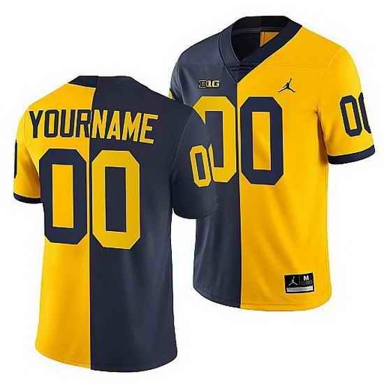 Michigan Wolverines 2021 #22 Custom Navy Maize Split Edition College Football Jersey