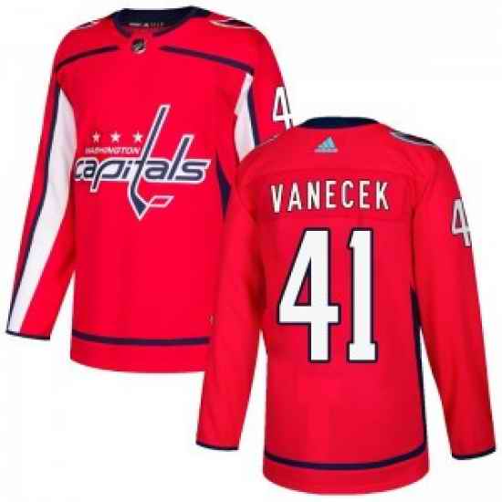 Men Washington Capitals #41 Vitek Vanecek Adidas Authentic Home Jersey   Red