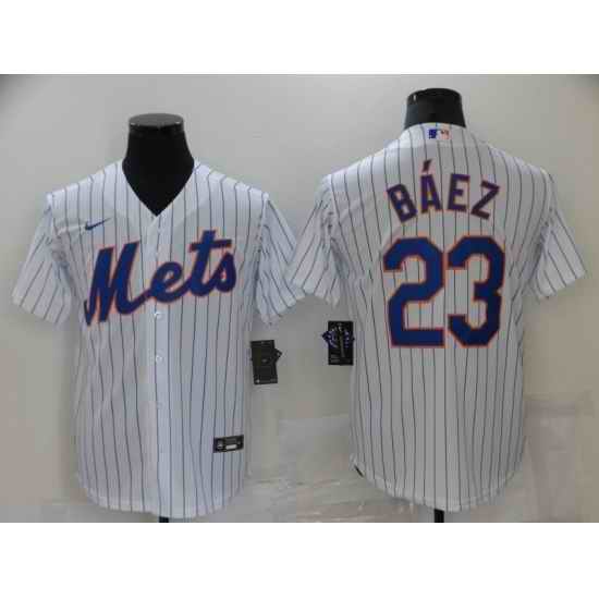 Men's Nike New York Mets #23 Javier B??ez White Game Authentic Baseball Jersey